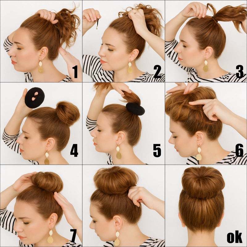 GERILKAI 3 Pcs Brown Hair Bun Maker - Hair Donut Set for Kids Girls Women(Medium) 3 Elastic Bands, Hair Donut Bun Maker Tool for Short and Thin Hair Crown Shapers Accessories (3 Inch) - Image 3